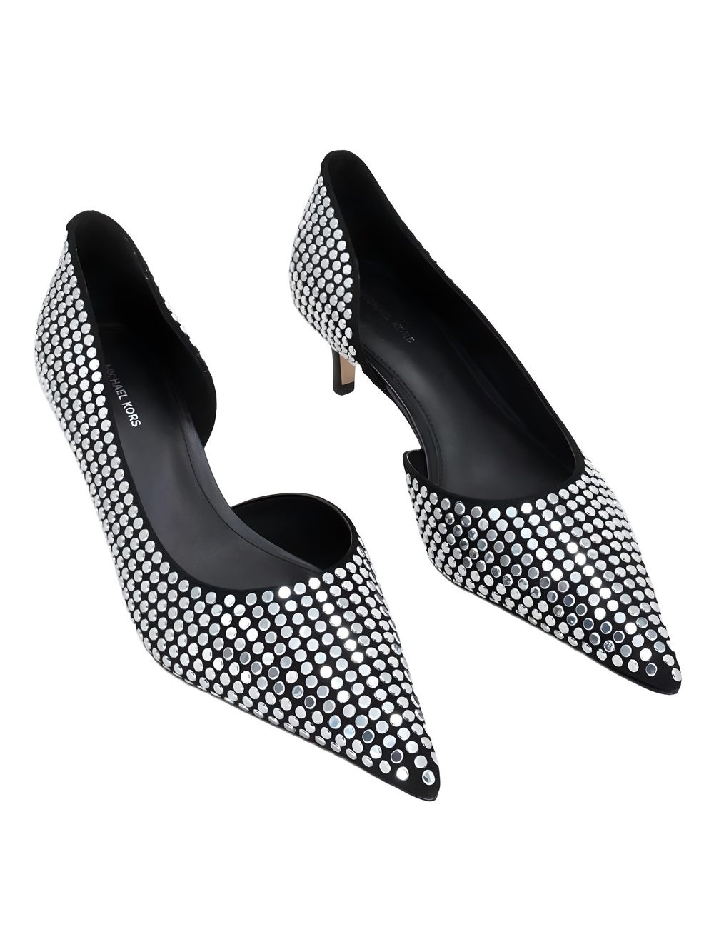 Michael Kors Elyse Kitten Pumps Black Nail Head Studs Size 8.5M